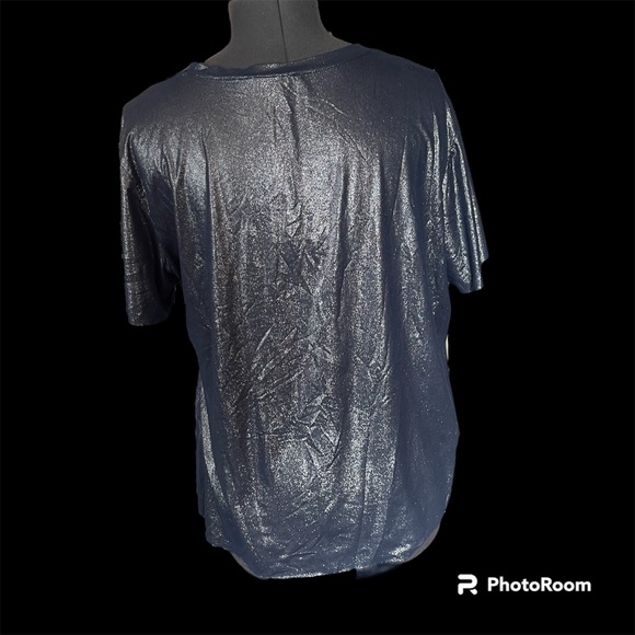 Trouve Metallic Blue Soft, Shiny & Stretchy Tee Sz XL NWT - Picture 5 of 5